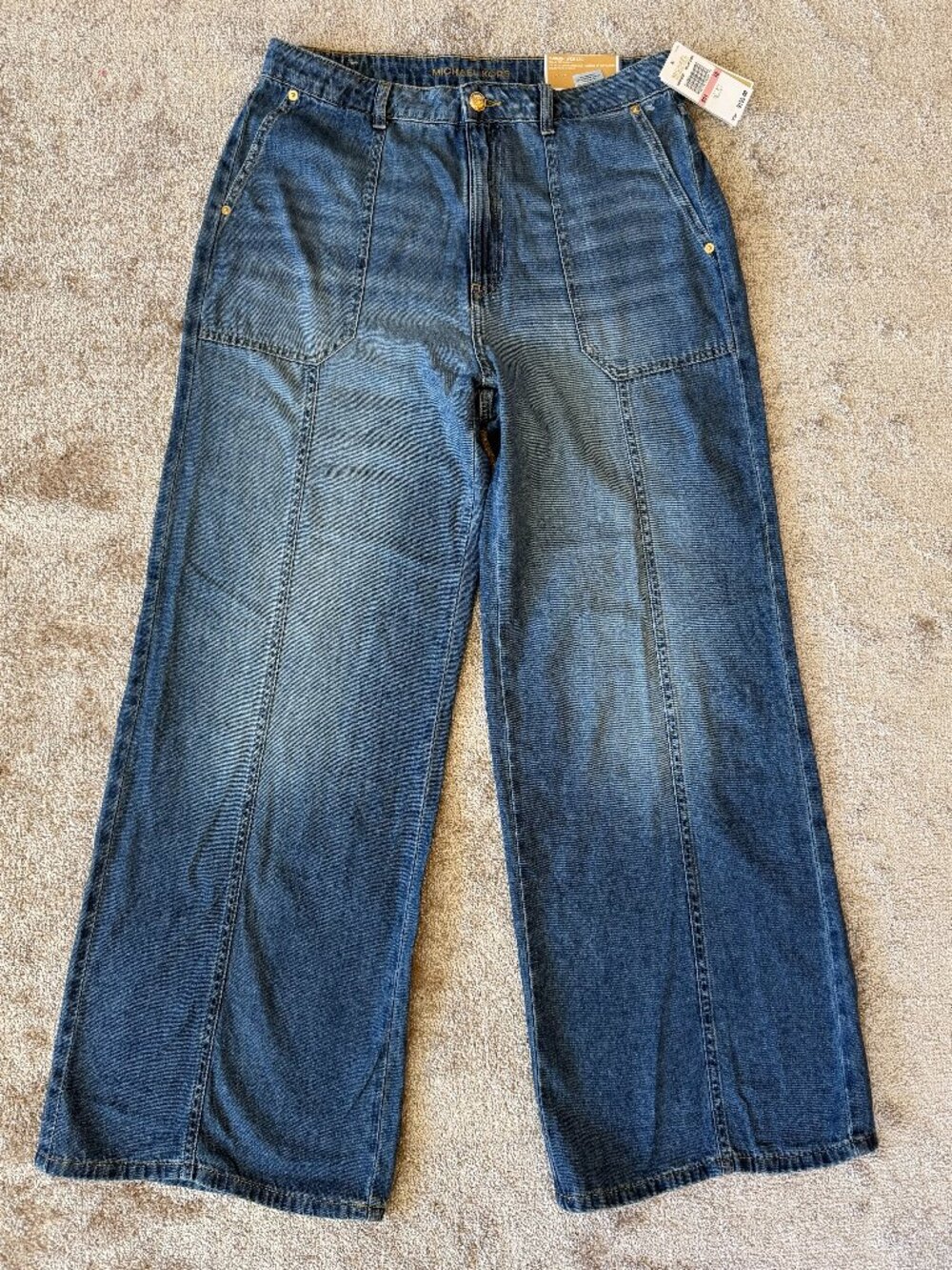 MSRP $155-MICHAEL KORS Women's Sz10 Carmen Wide Leg Super High Rise Blue Jeans